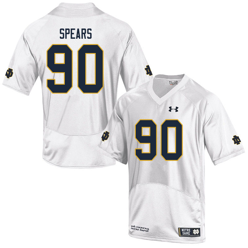 Men's NCAA Notre Dame Fighting Irish #90 Hunter Spears Stitched College Under Armour Authentic White Football Jersey TC10D55KA